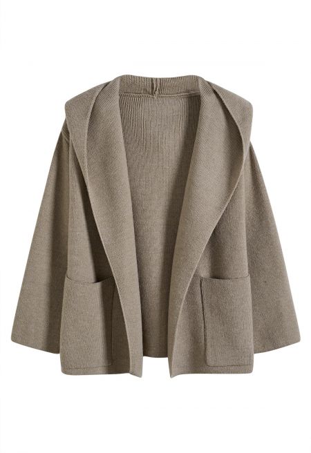 Soft Cozy Hooded Ribbed Knit Cardigan