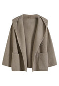 Soft Cozy Hooded Ribbed Knit Cardigan