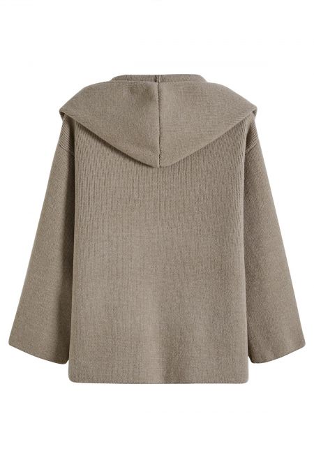 Soft Cozy Hooded Ribbed Knit Cardigan