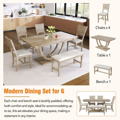 Oriental Dining Table Set For 6