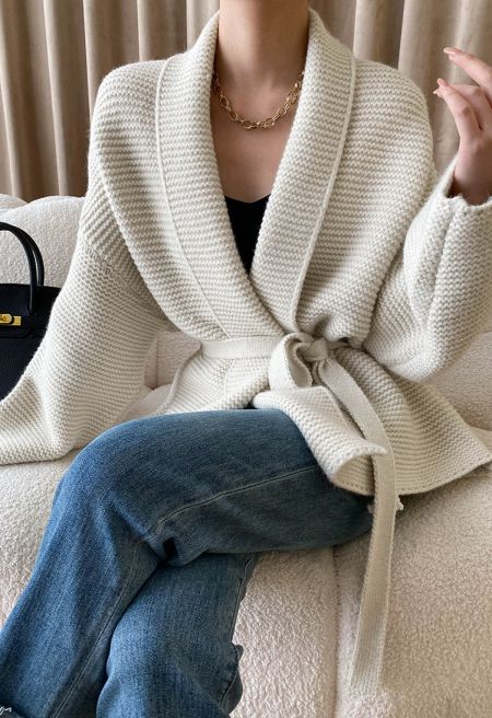 Warm Wear Collared Waffle Knit Cardigan
