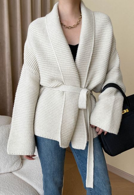 Warm Wear Collared Waffle Knit Cardigan