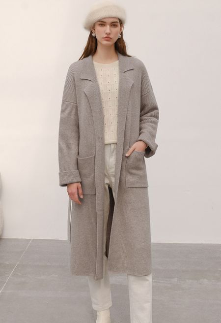 Soft Belted Long Knit Cardigan