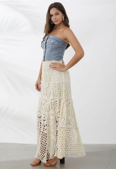 Stylish Cairo Cutwork Maxi Skirt