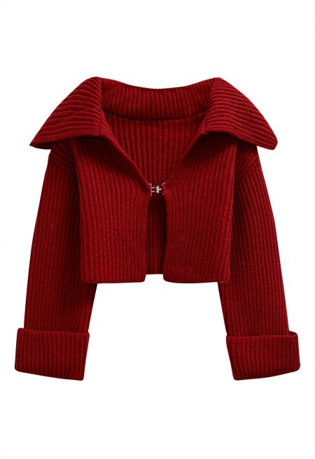 Lilies Toggle Clasp Cardigan in Red
