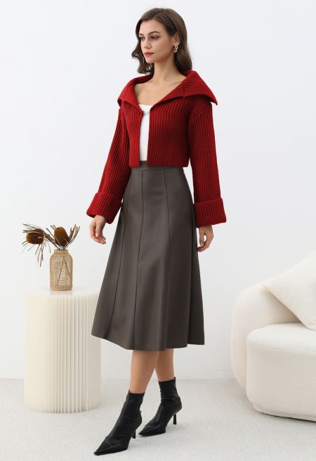 Lilies Toggle Clasp Cardigan in Red