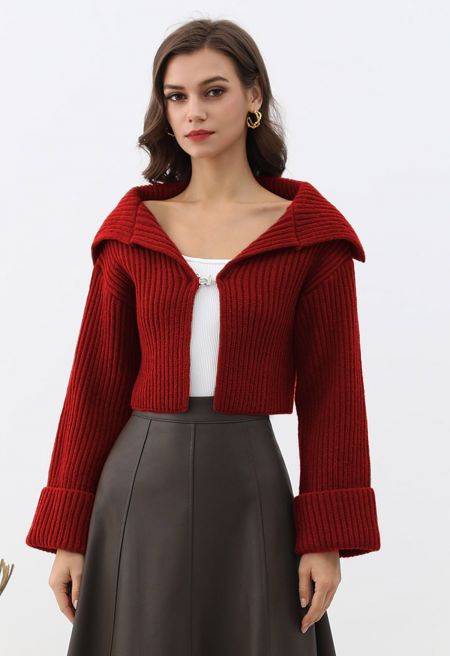 Lilies Toggle Clasp Cardigan in Red