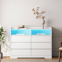6 Drawer Dresser With LED Lights Modern Dressers Drawers With Sturdy Frame