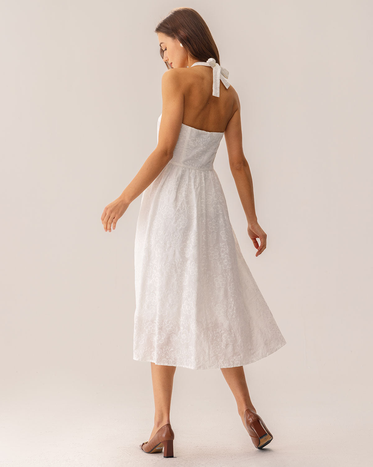 Bloom Embroidered Halter Midi Dress