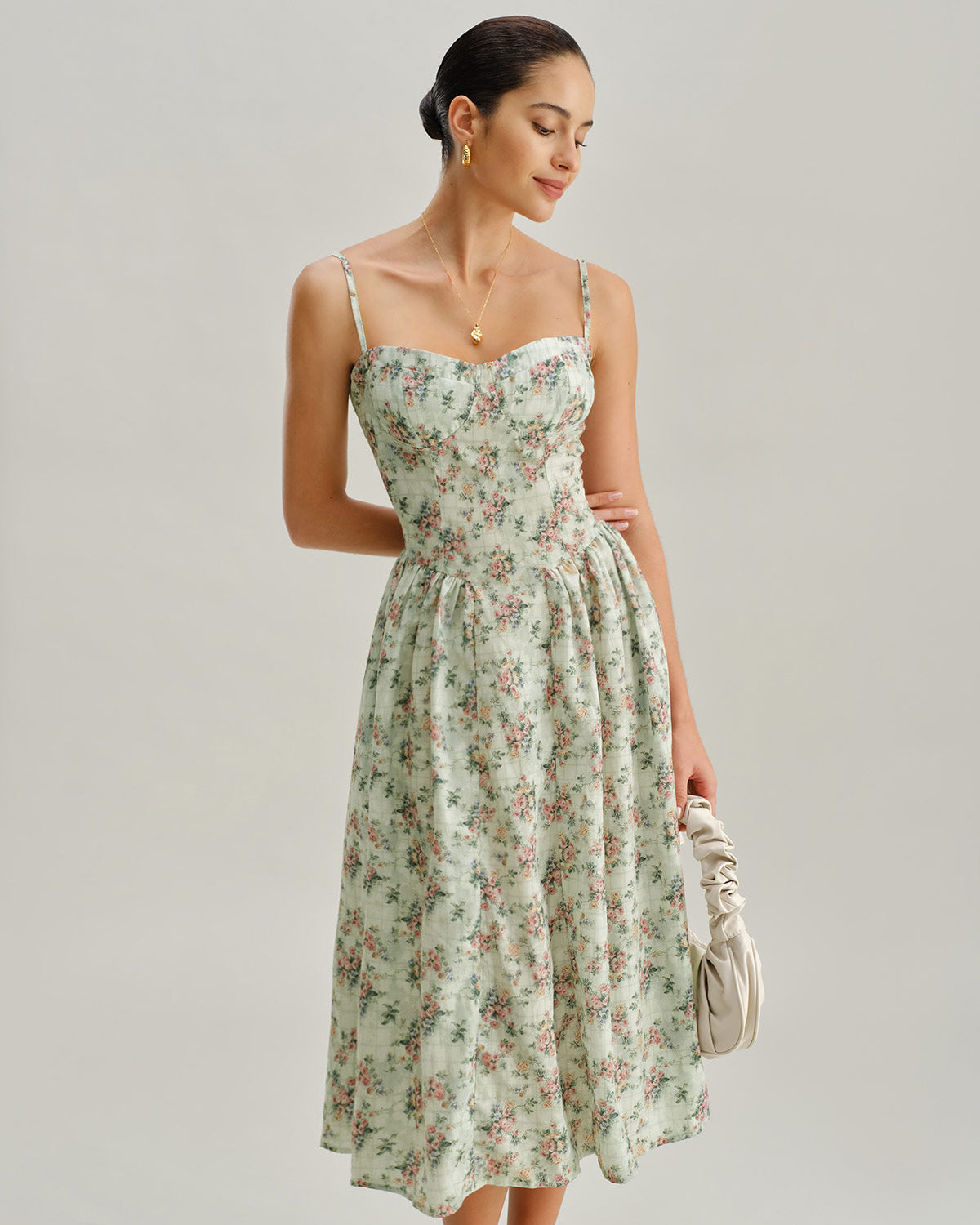 Timeless Floral Pleated Slip Summer Midi Dress