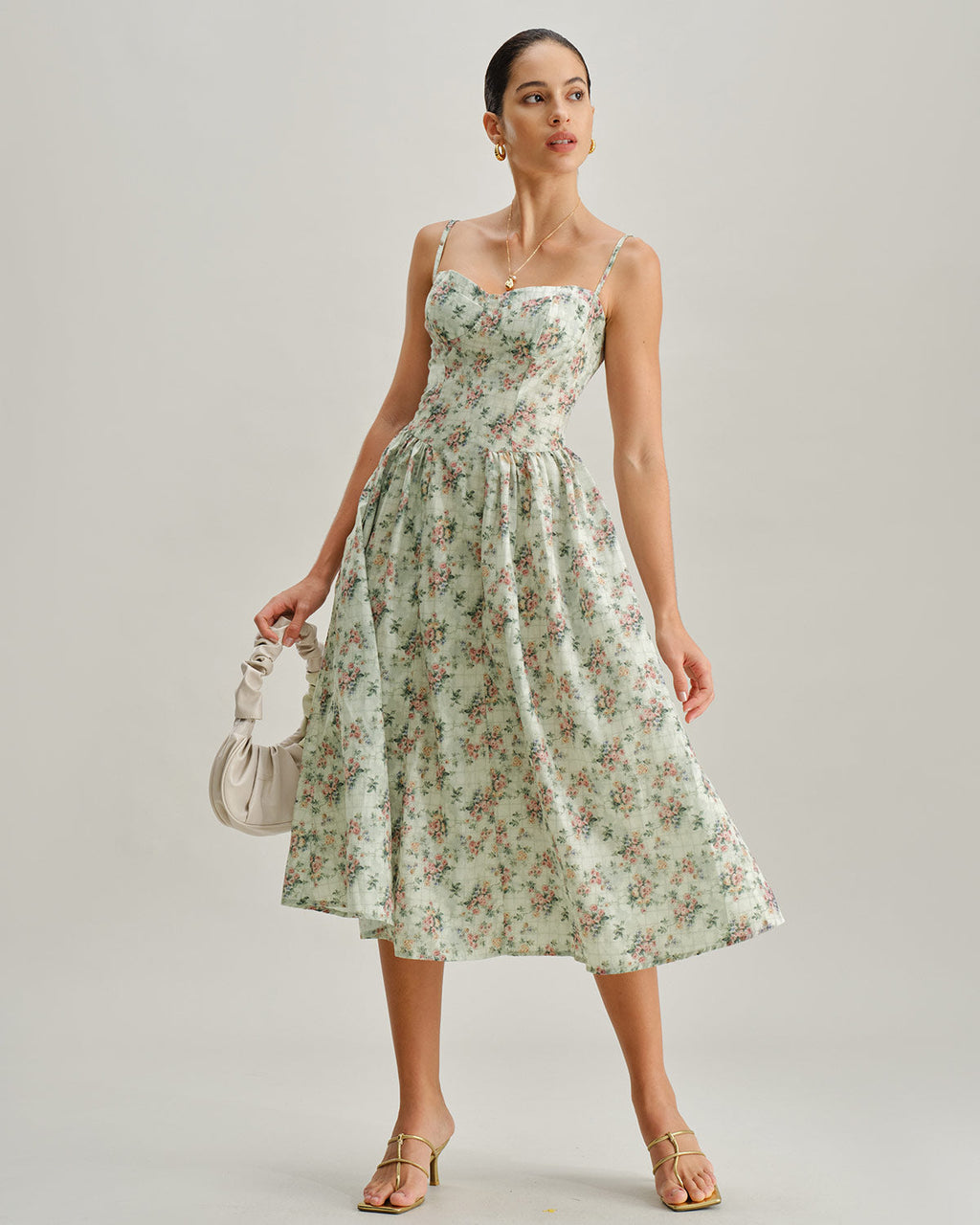 Timeless Floral Pleated Slip Summer Midi Dress