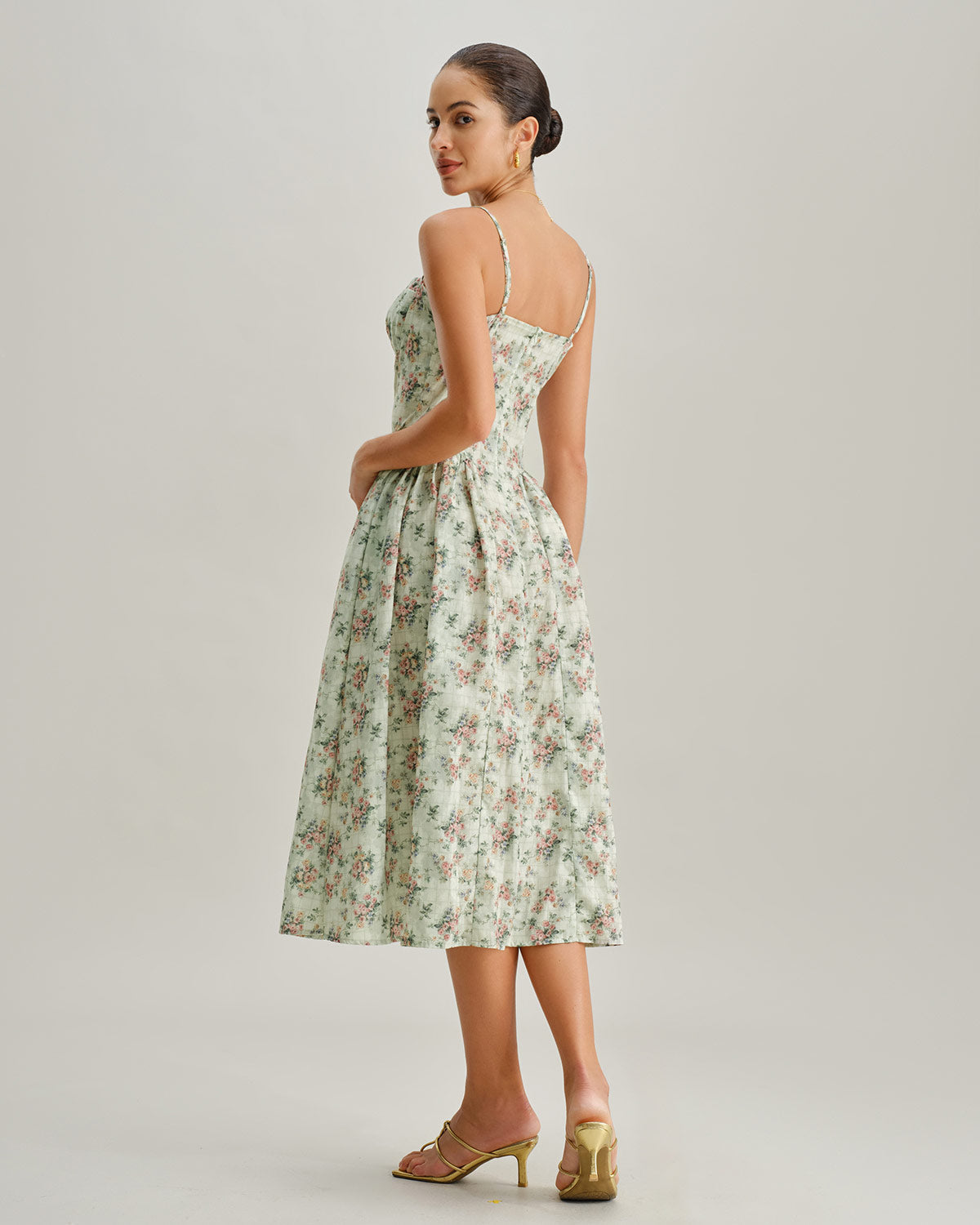 Timeless Floral Pleated Slip Summer Midi Dress