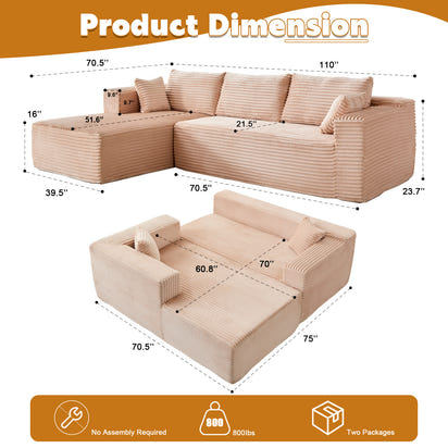 Rove Collections No Assembly L Shaped Couch