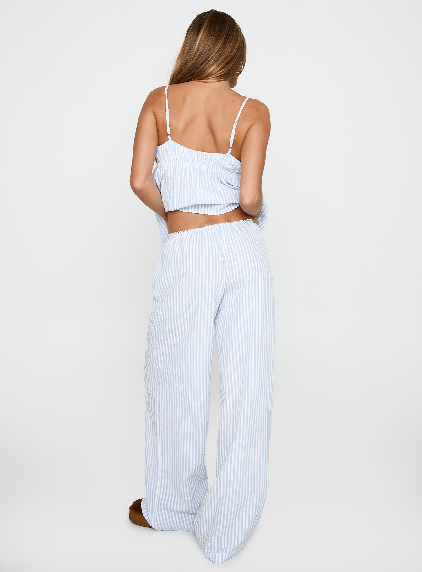 Sleek and Cozy Blue Striped Set