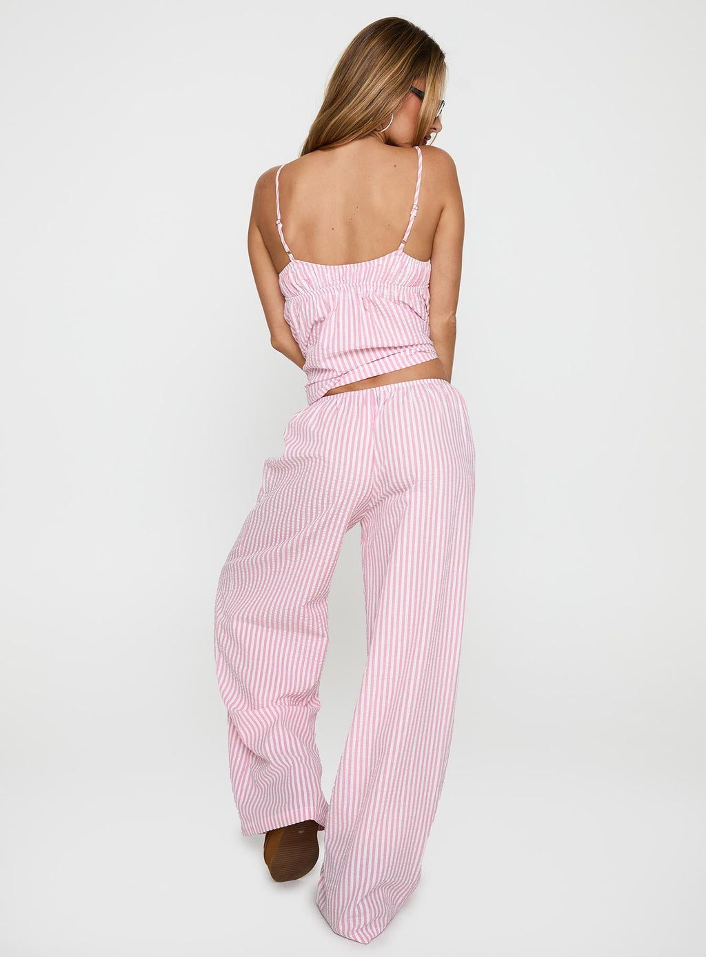 Sleek and Cozy Pink Striped Set