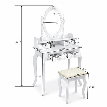 Vienna Four Drawer Dressing Table Set