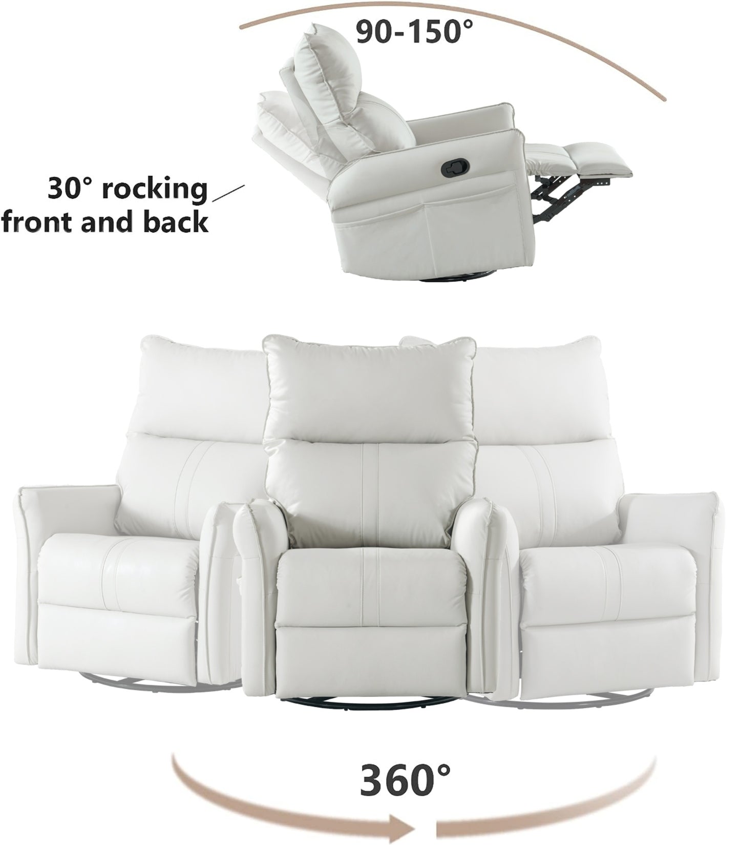 Rove Collections Swivel Rocking Recliner Chair