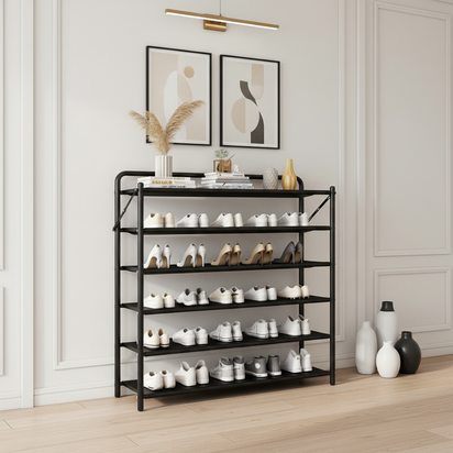6-layer shoe rack in contemporary hallway