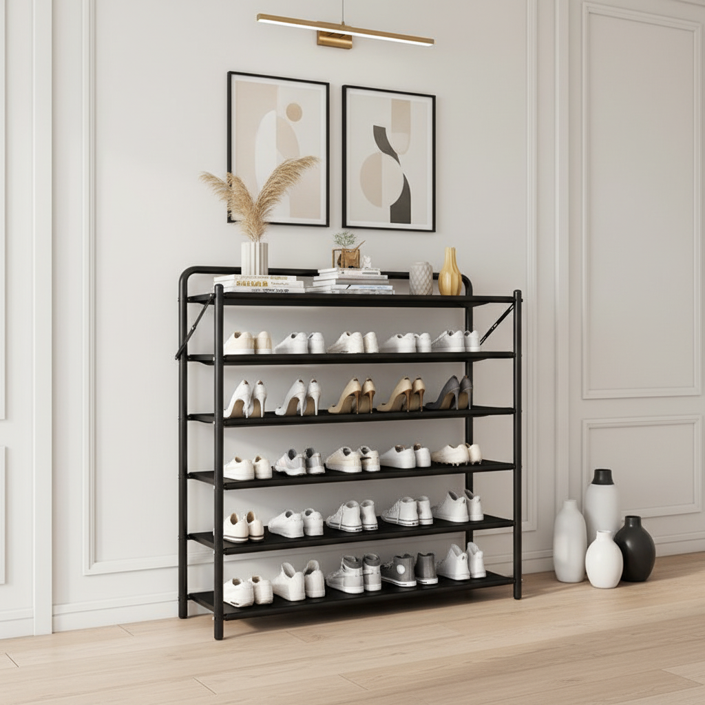 6-layer shoe rack in contemporary hallway
