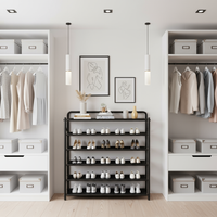 6-layer shoe rack in walk-in closet
