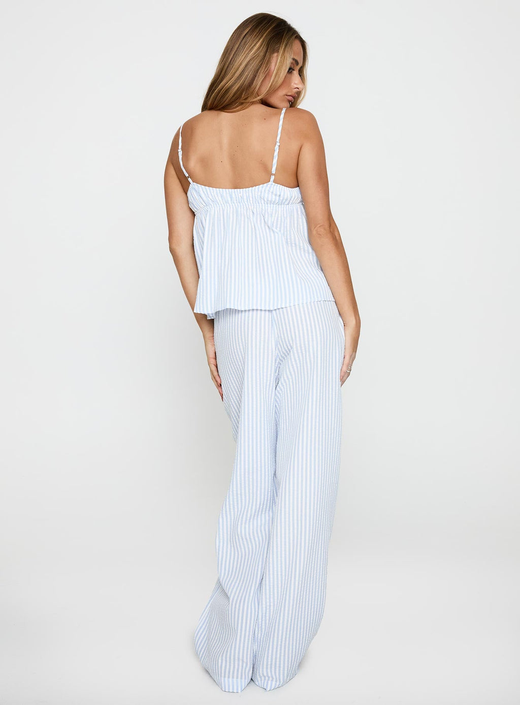 Sleek and Cozy Blue Striped Set