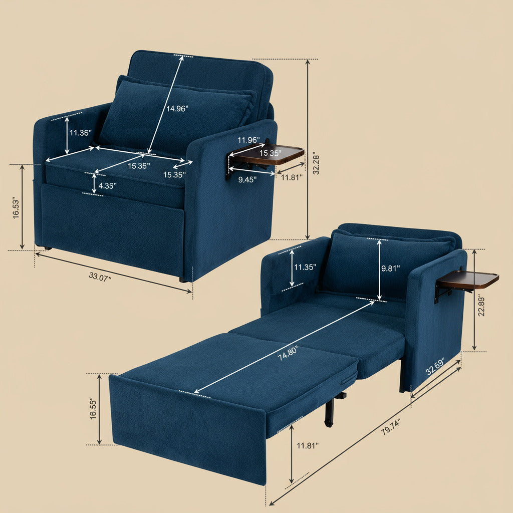 UrbanEase Convertible Sleeper Chair Pullout Bed