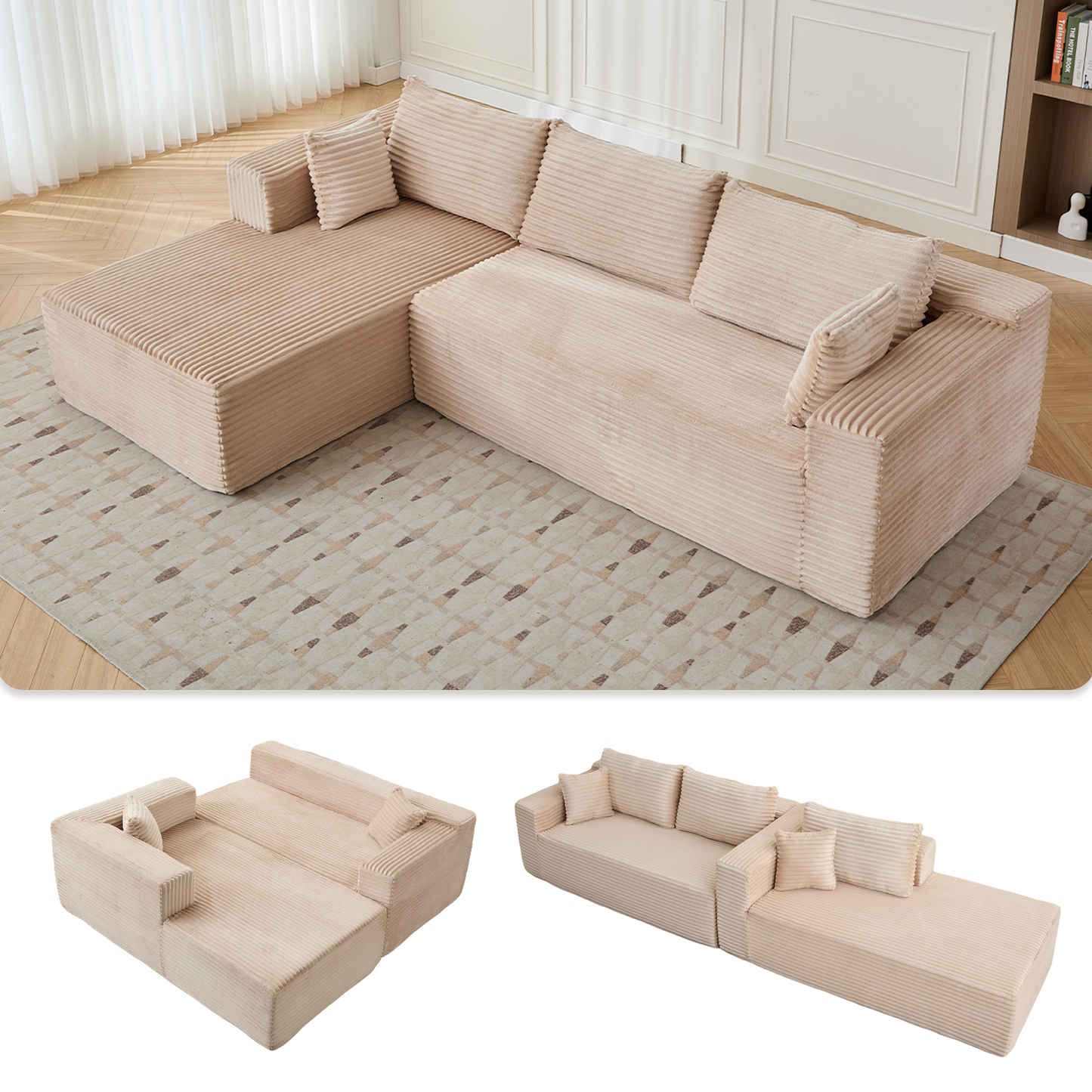 Rove Collections No Assembly L Shaped Couch