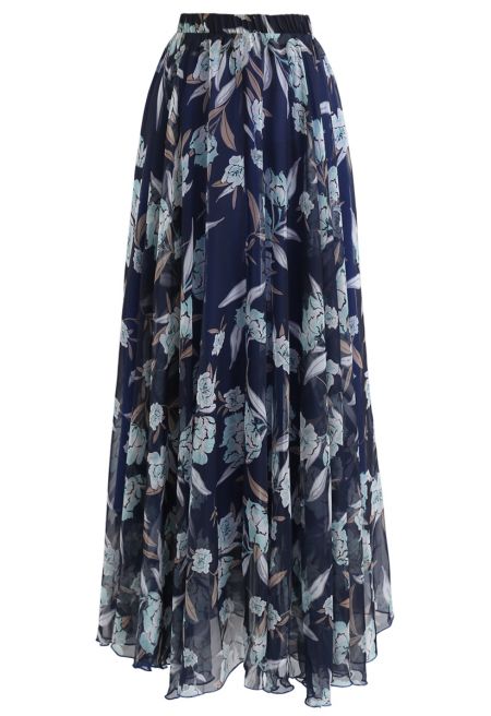 Fresh Meadows Maxi Skirt In Navy