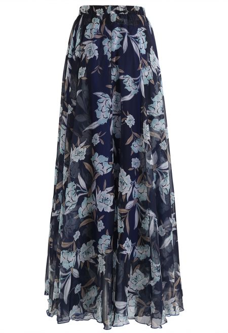 Fresh Meadows Maxi Skirt In Navy