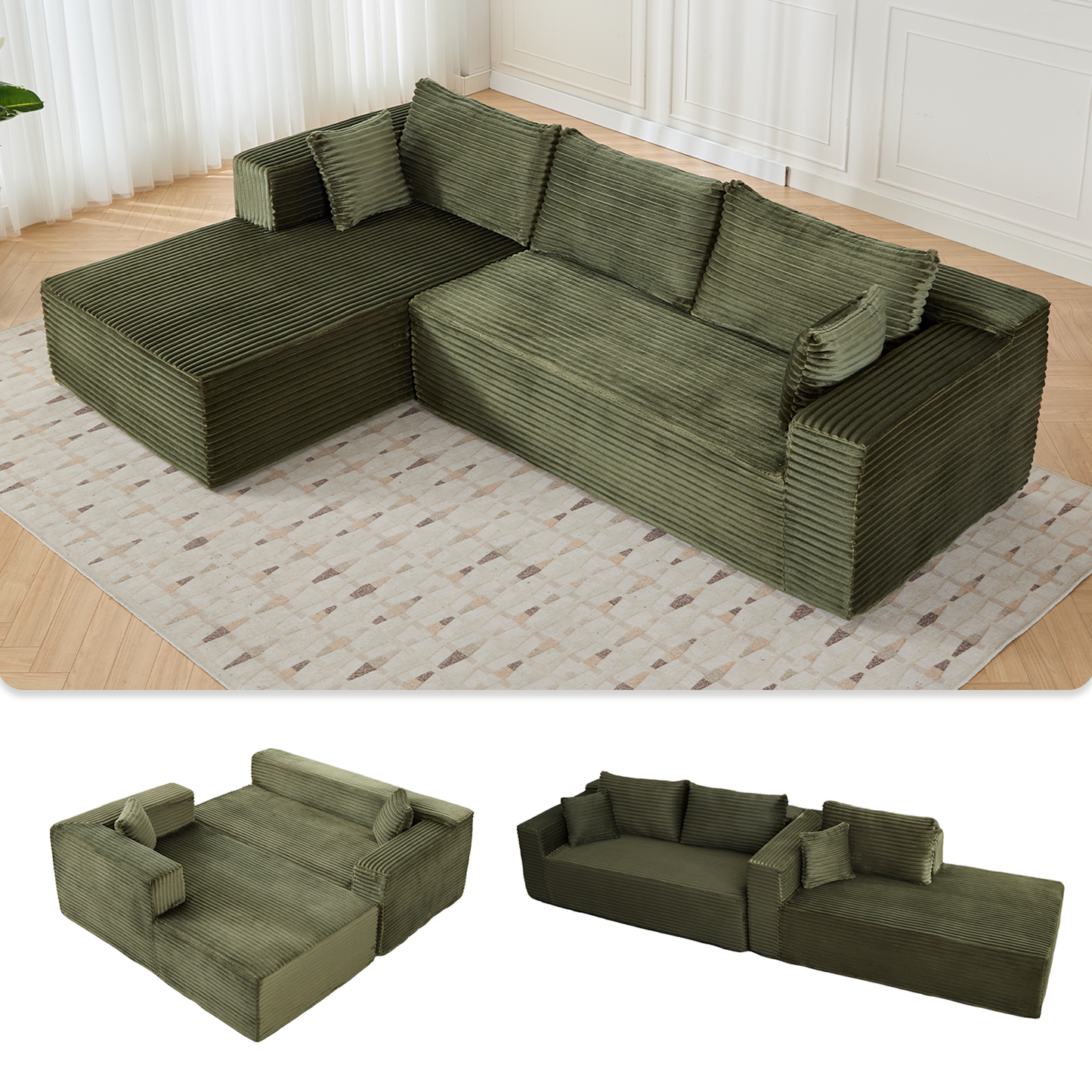 Rove Collections No Assembly L Shaped Couch