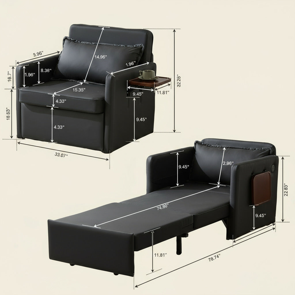 UrbanEase Convertible Sleeper Chair Pullout Bed
