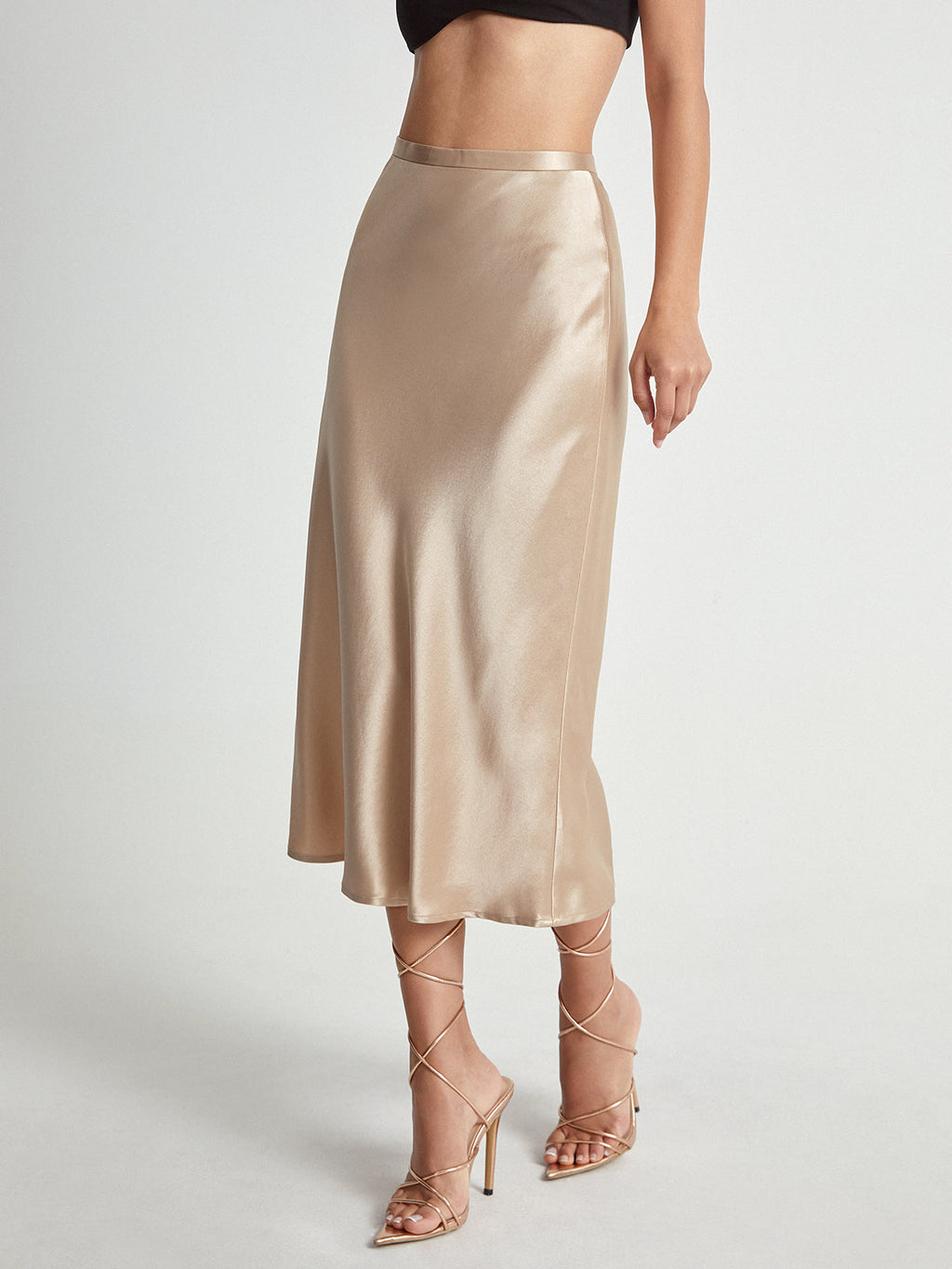 Silk Hour High-Waisted Satin Midi Skirt