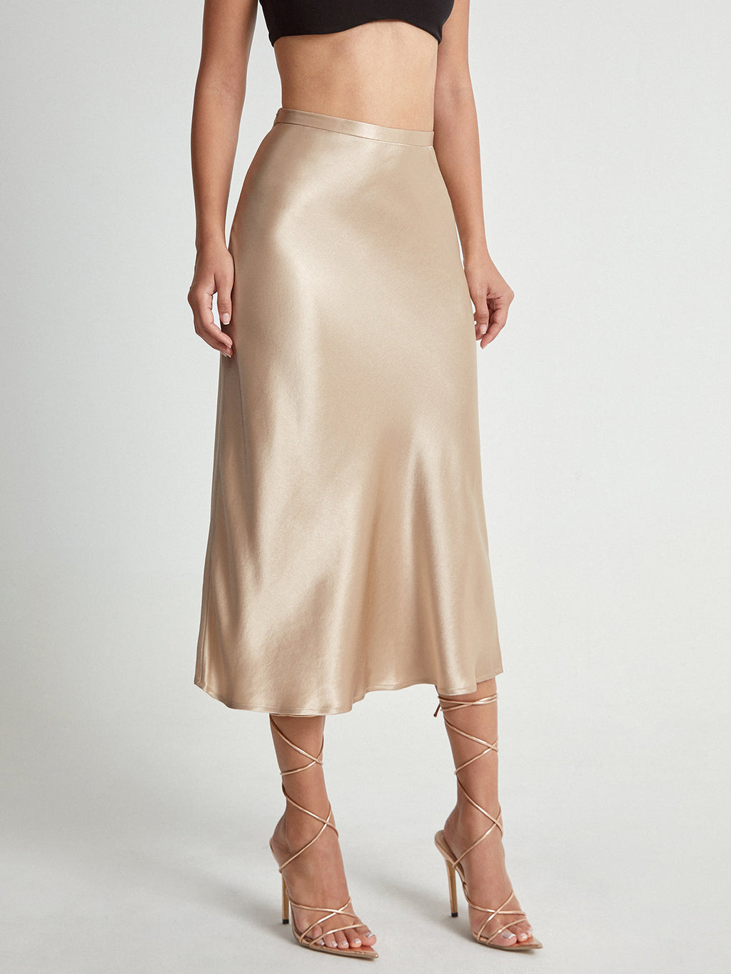 Silk Hour High-Waisted Satin Midi Skirt