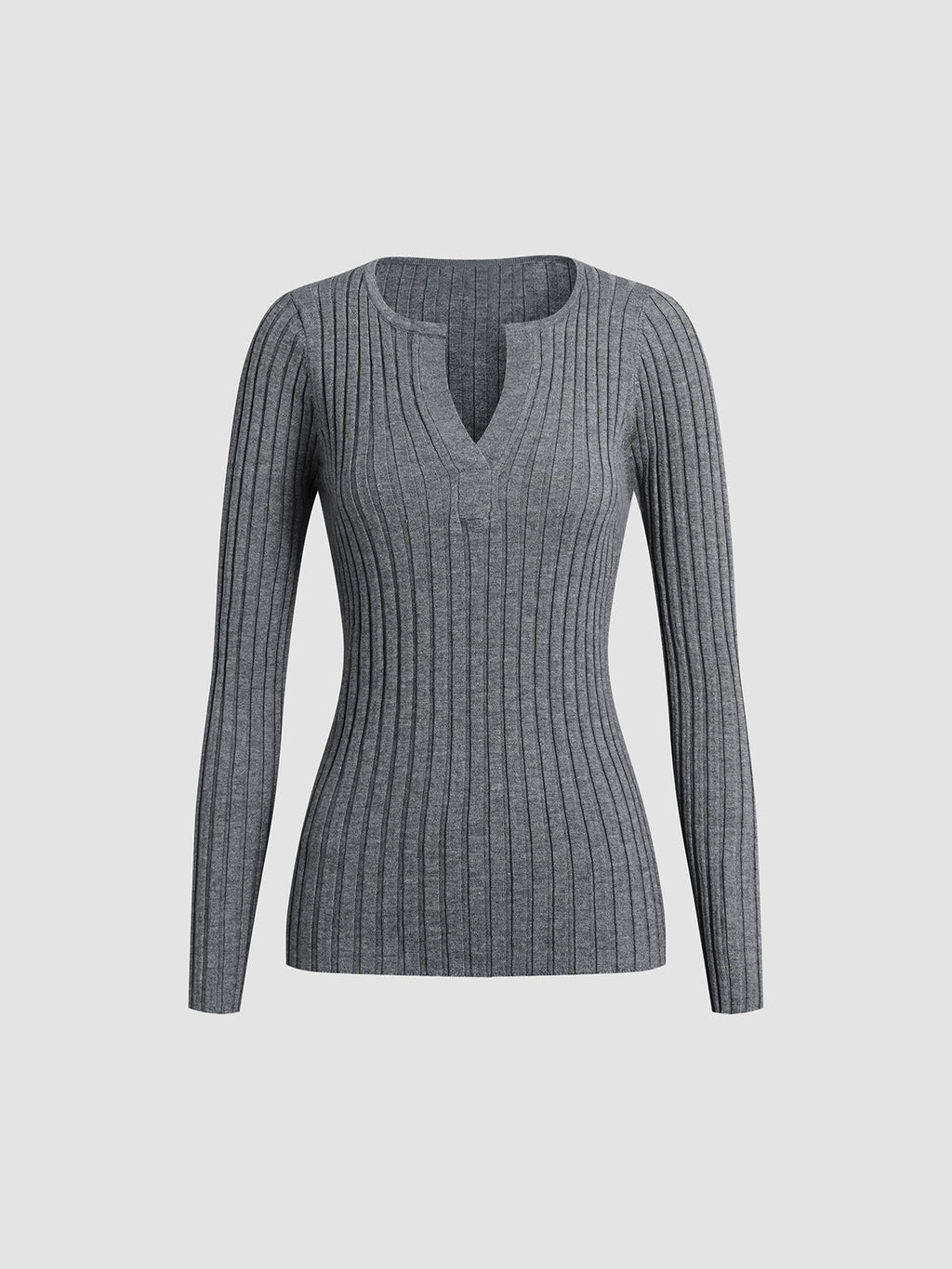 Soft Spoken Solid Textured V-Neck Knit Top