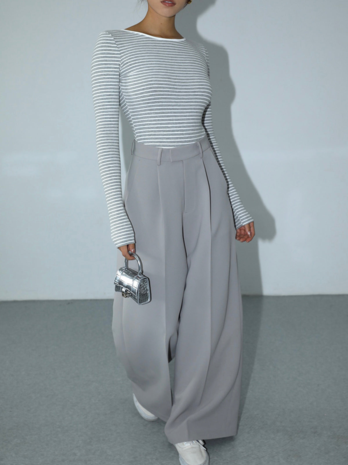 Night Stripe Open Back Long Sleeve Bodysuit