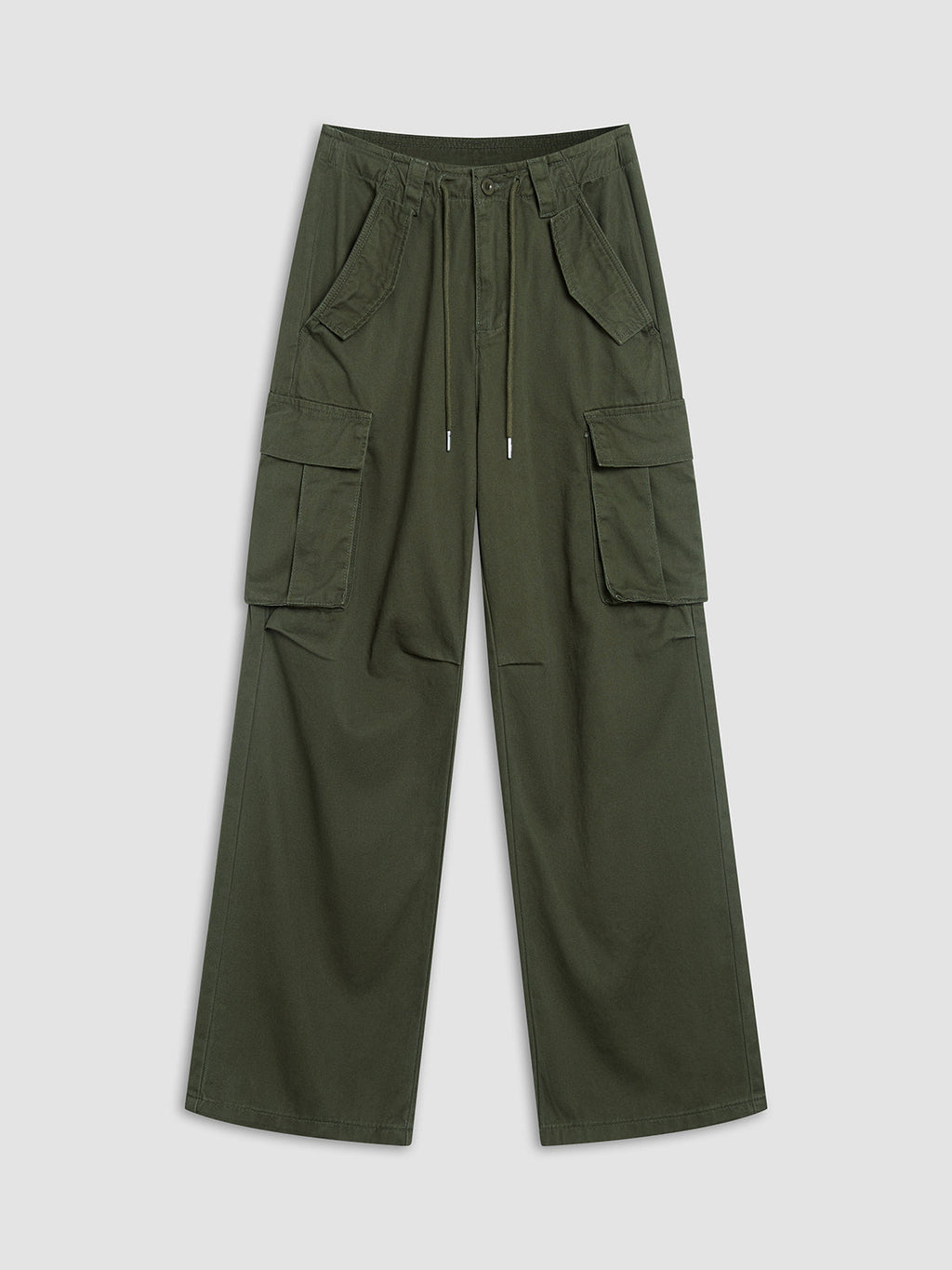 Off Duty Drawstring Cargo Parachute Straight-Leg Pants