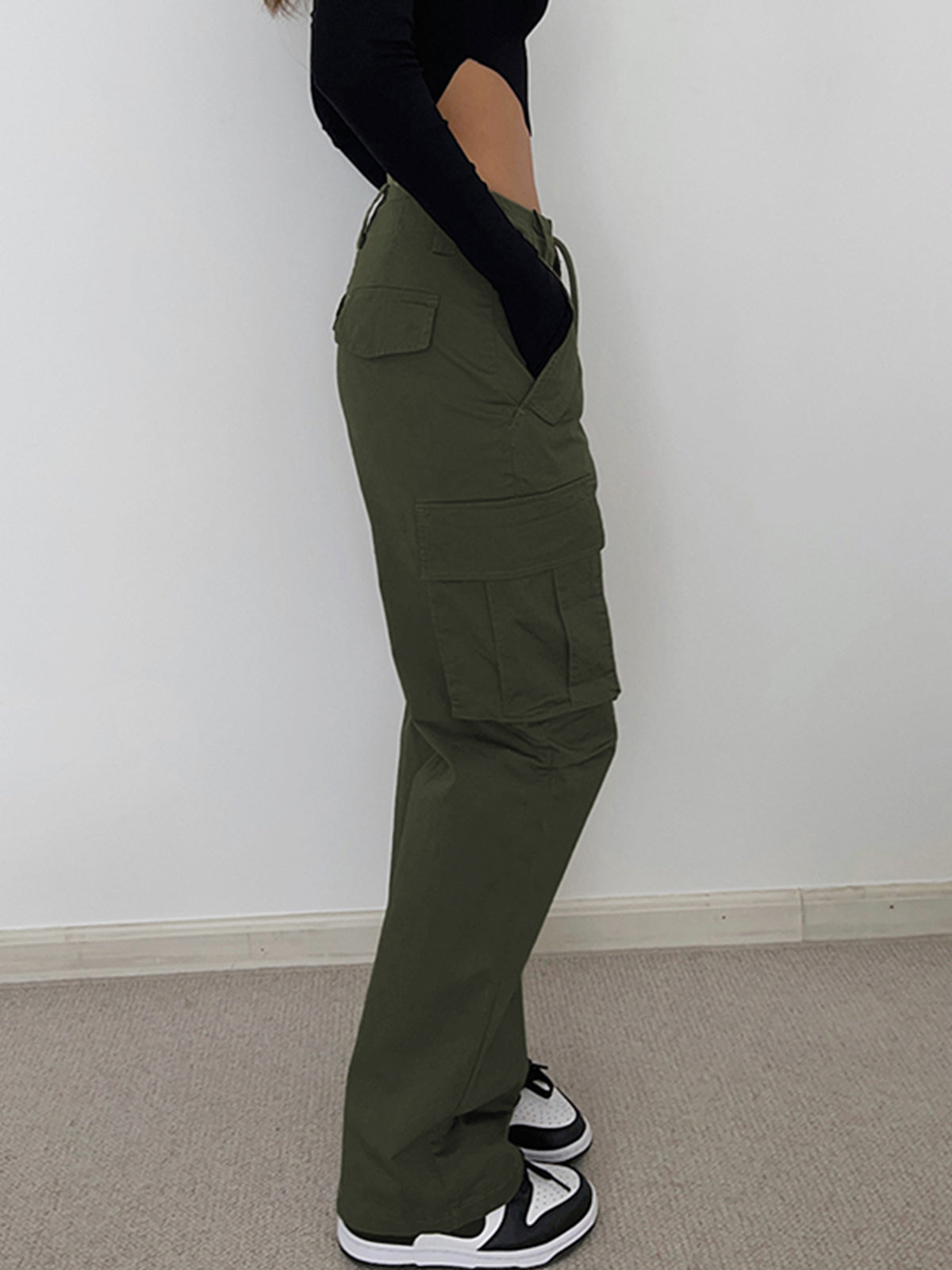 Off Duty Drawstring Cargo Parachute Straight-Leg Pants