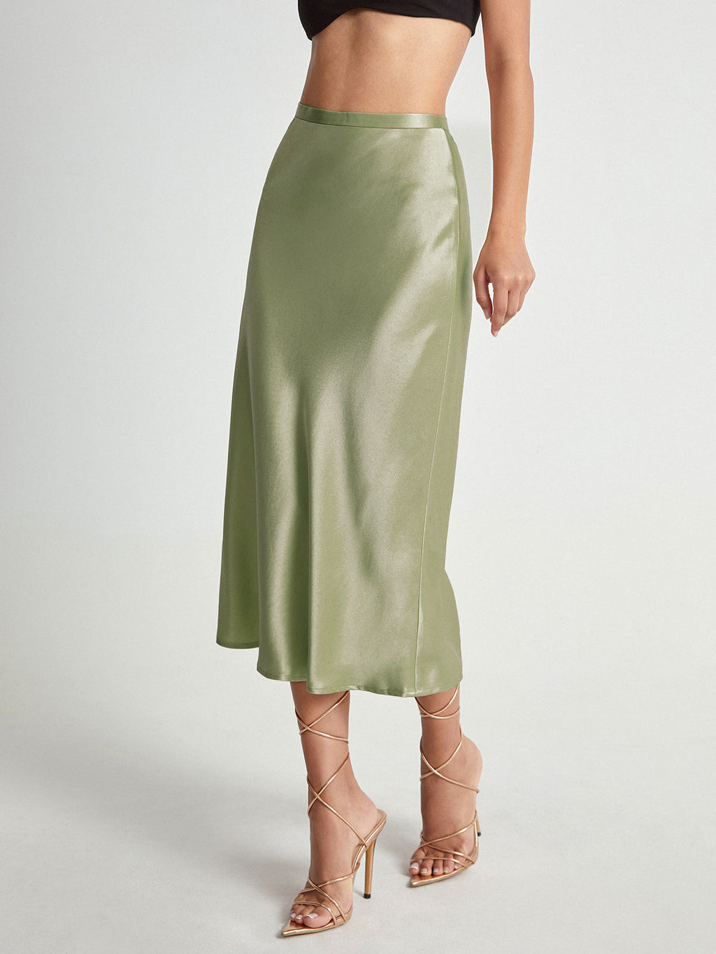 Silk Hour High-Waisted Satin Midi Skirt