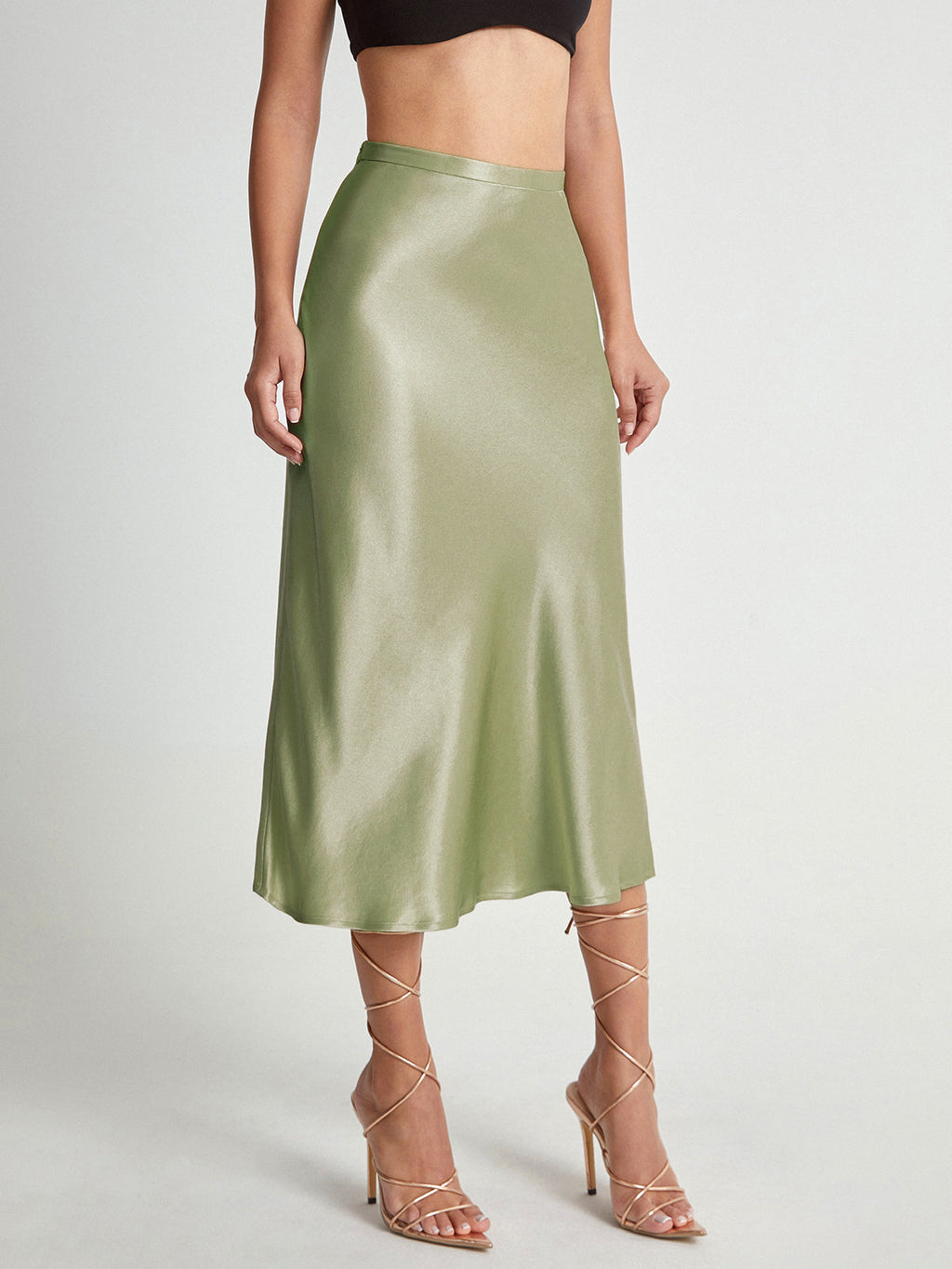 Silk Hour High-Waisted Satin Midi Skirt