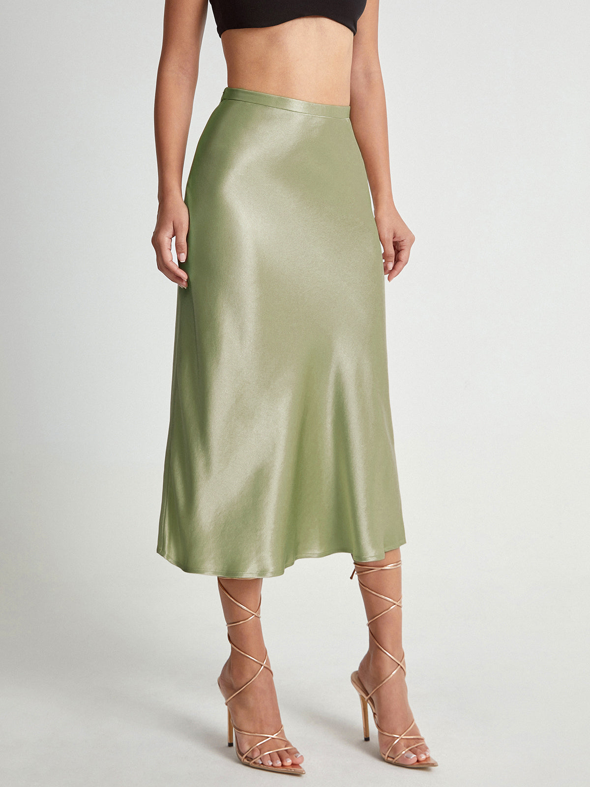 Silk Hour High-Waisted Satin Midi Skirt