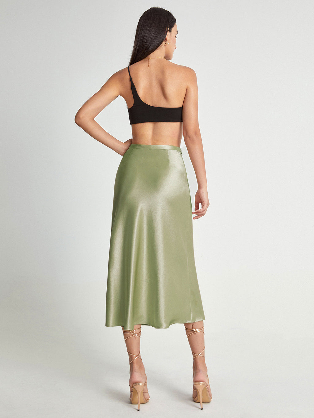 Silk Hour High-Waisted Satin Midi Skirt
