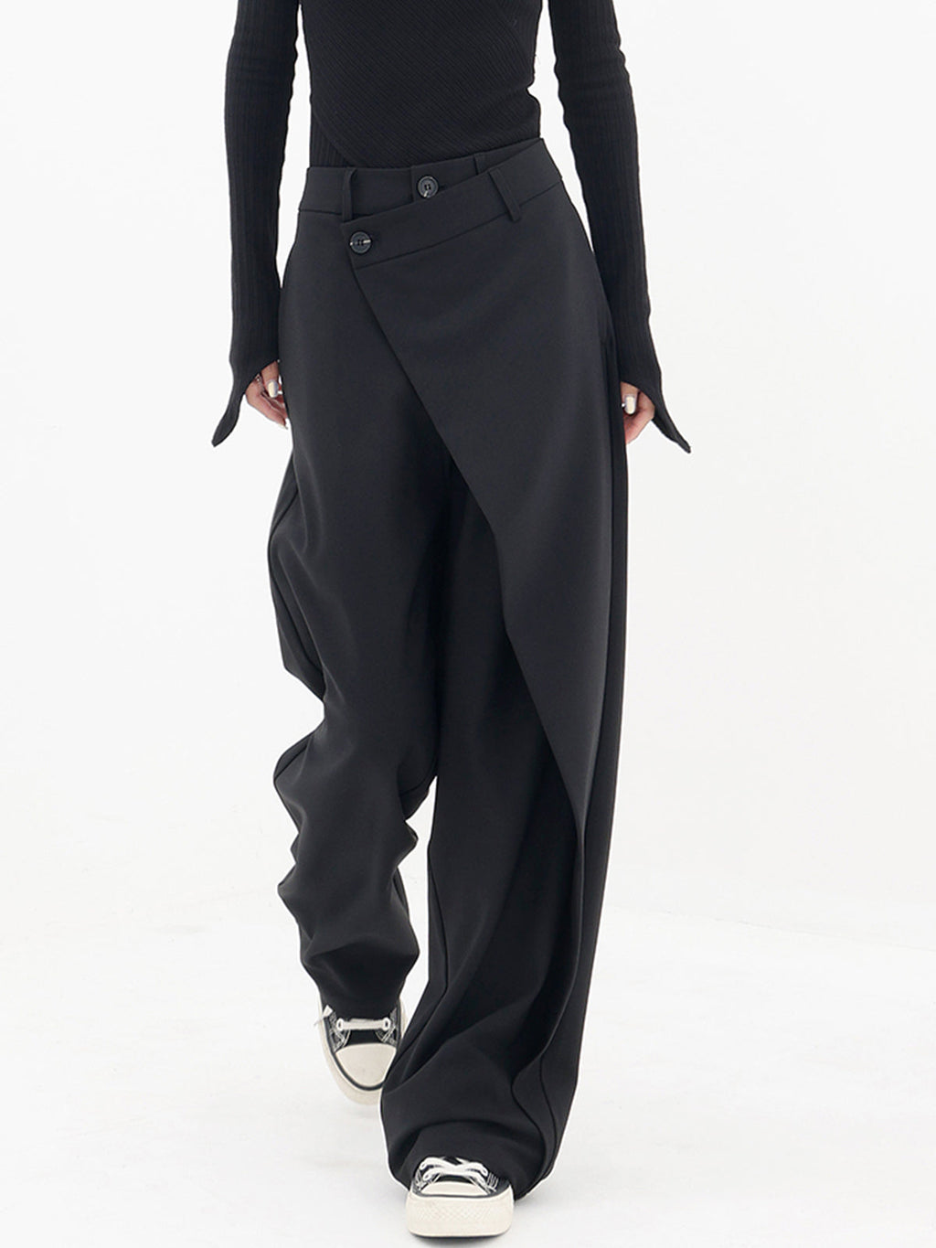 Layer Up Elegant Button Wide-Leg Dress Pants