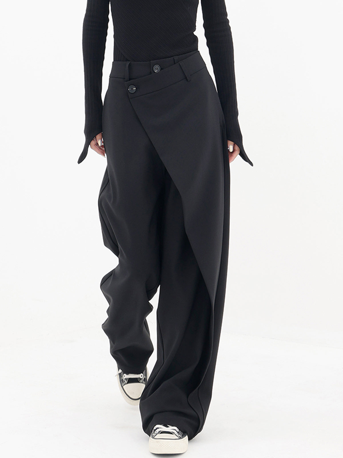 Layer Up Elegant Button Wide-Leg Dress Pants