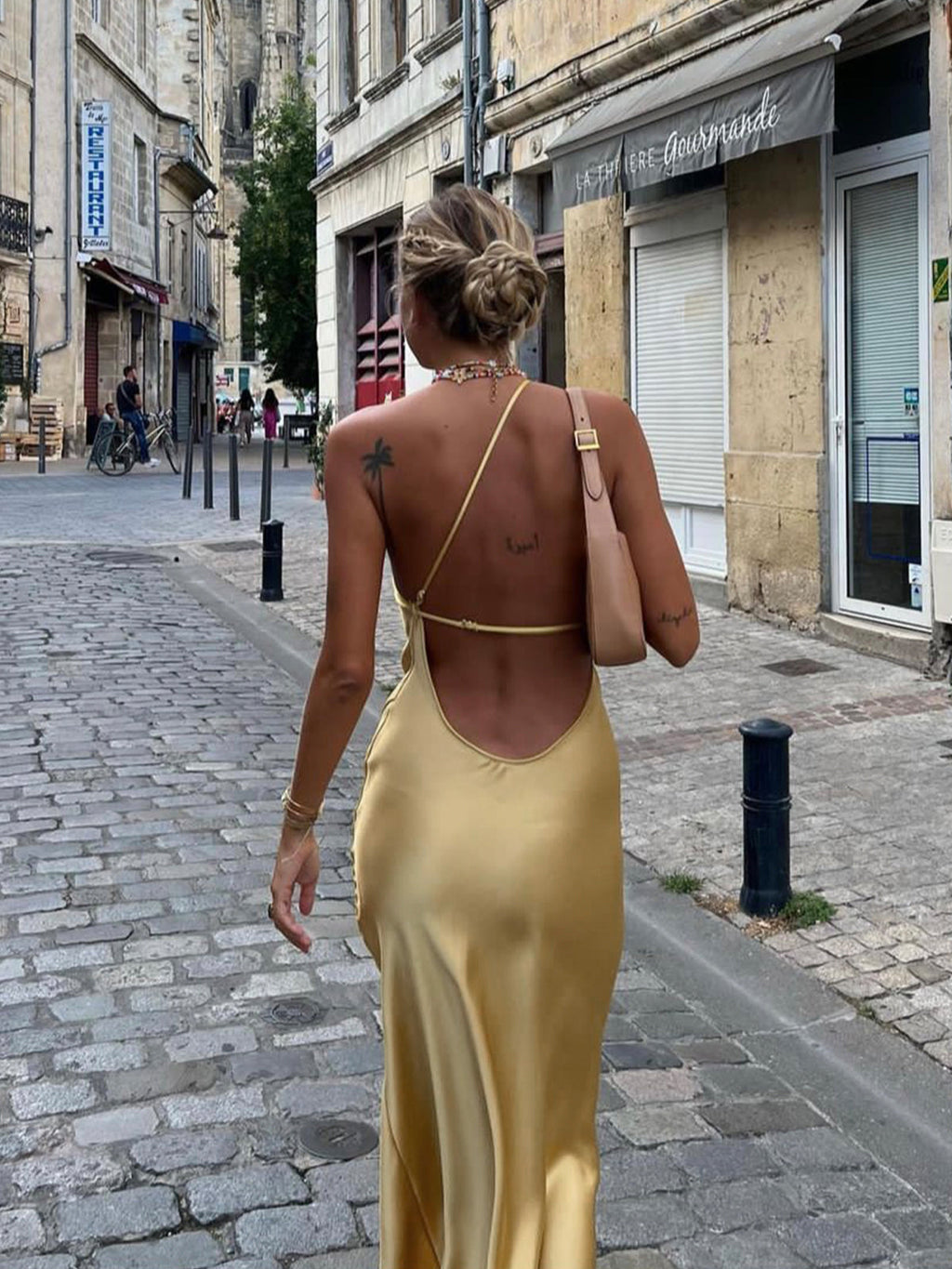 Stargaze Open Back Satin Long Dress