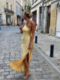 Stargaze Open Back Satin Long Dress