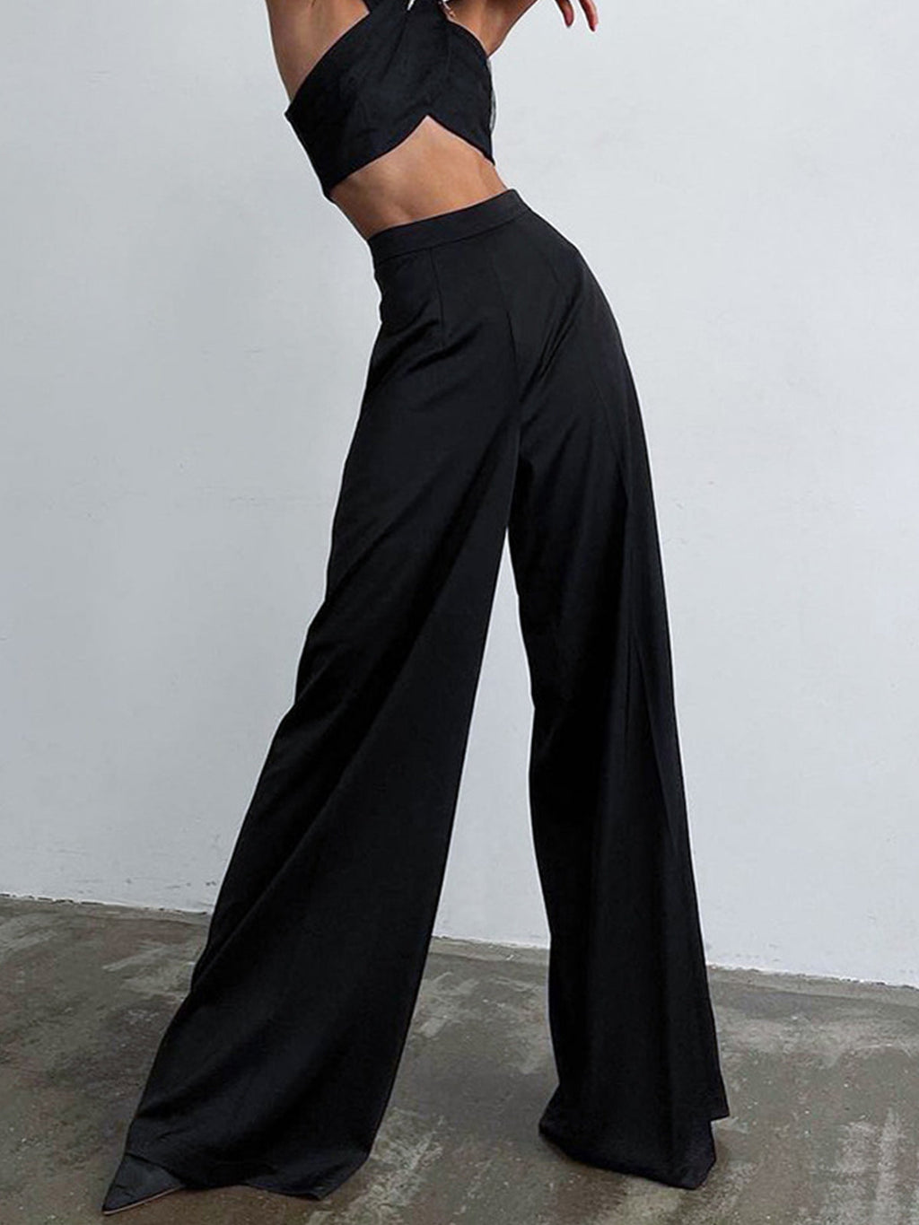 Dream State Oversized Satin Wide-Leg Dress Pants