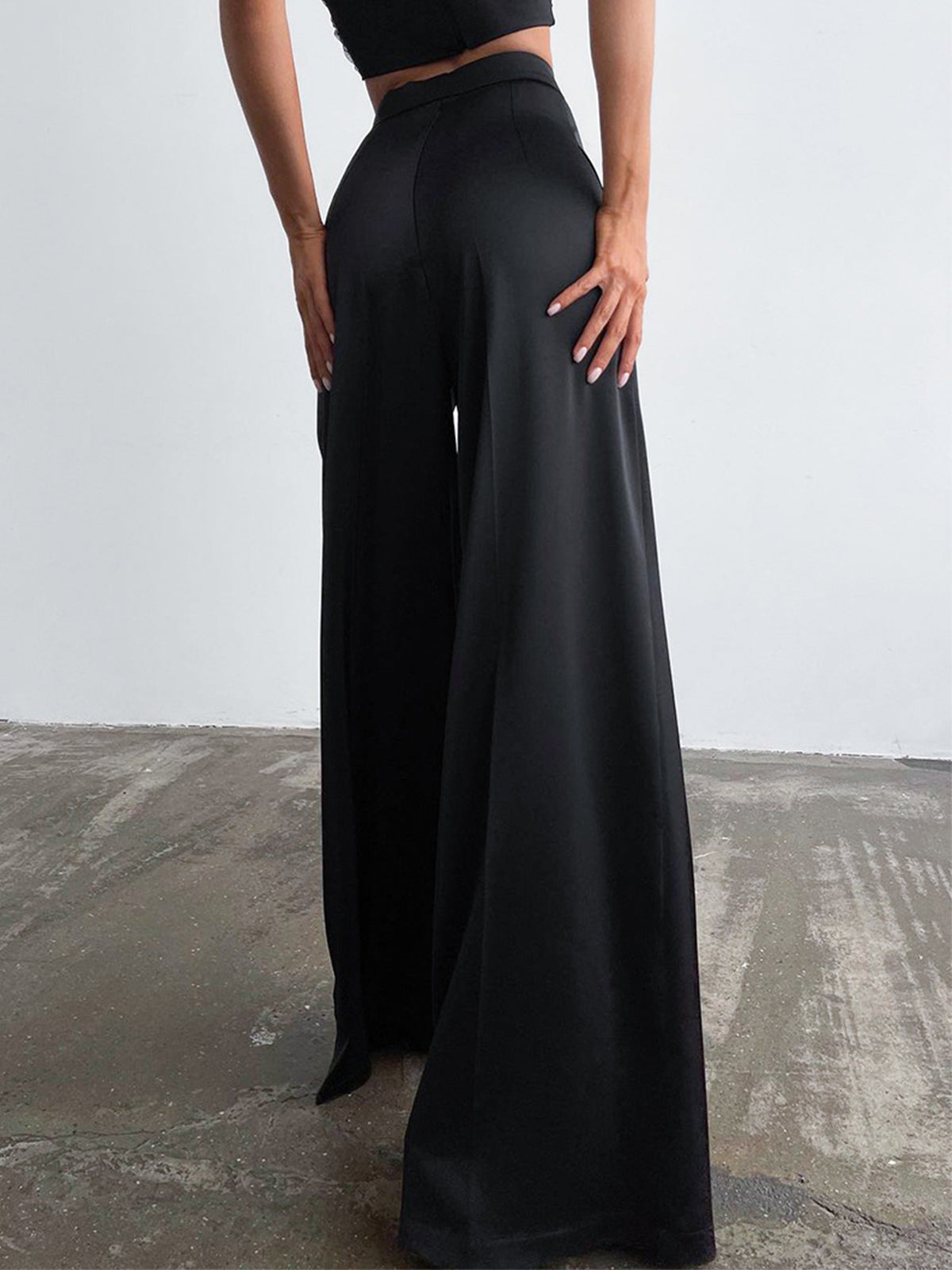 Dream State Oversized Satin Wide-Leg Dress Pants