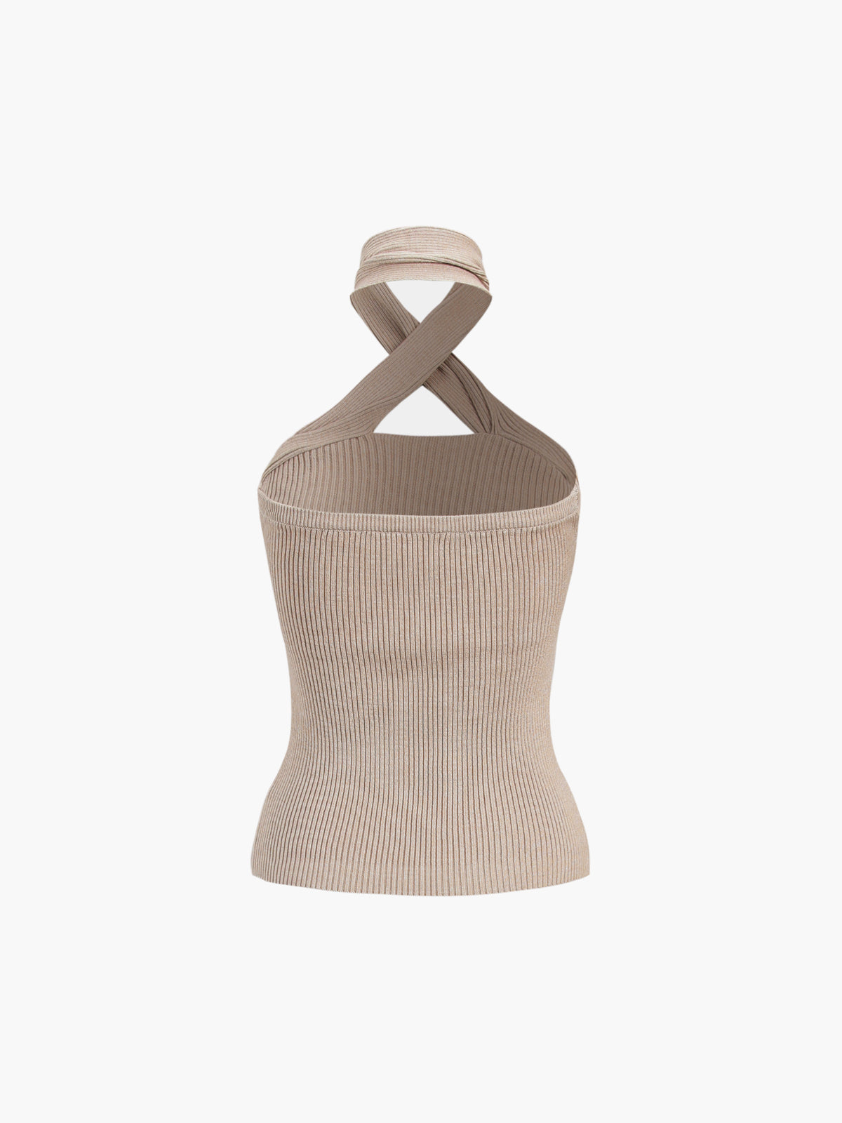 Warm Tone Chestnut Halter Rib Knit Top