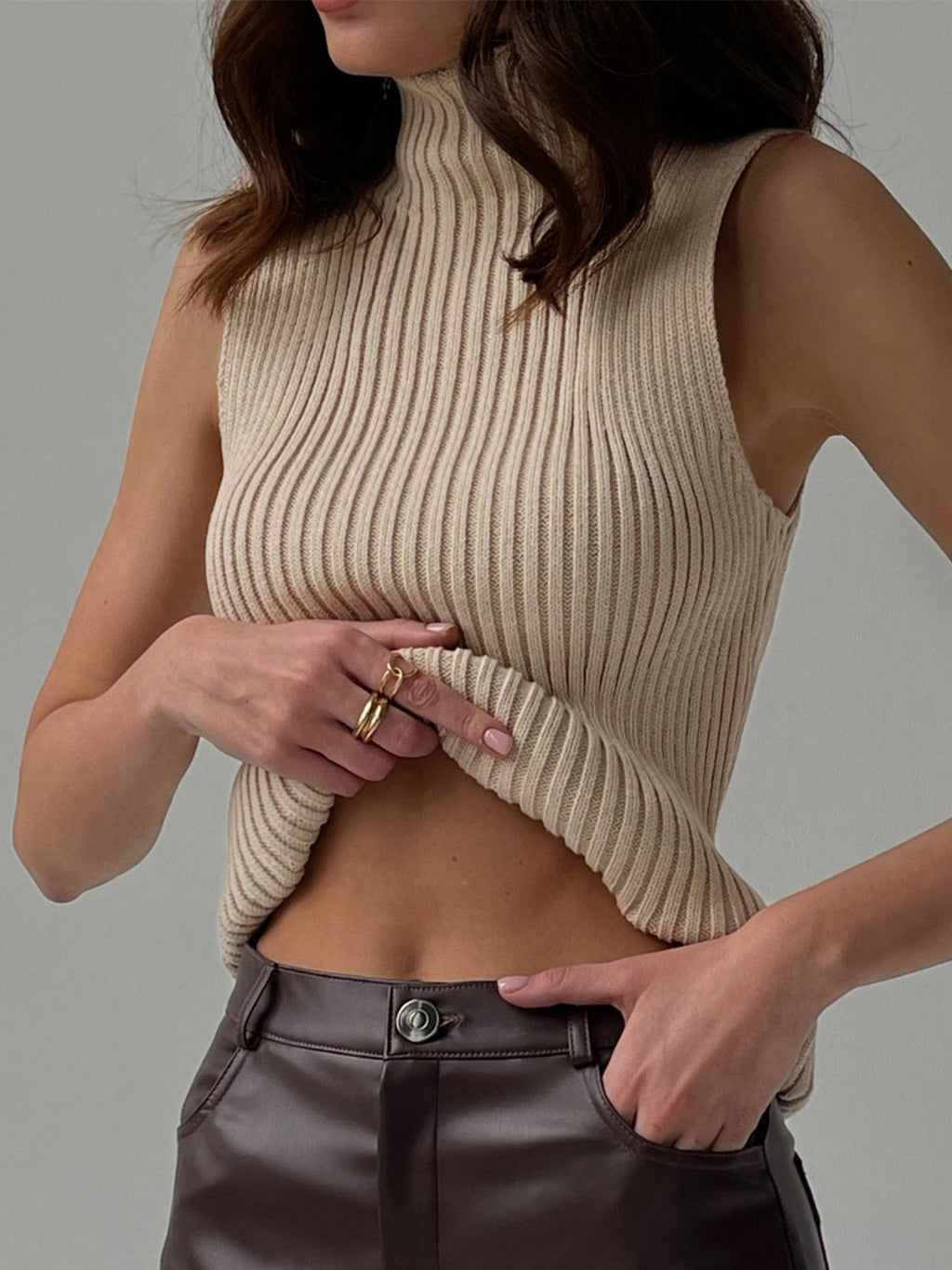 Clean Slate Mock Neck Chic Tank Top