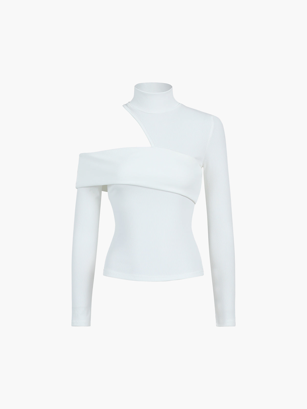 Sculpted Edge Mock Neck Long Sleeve Knit Top